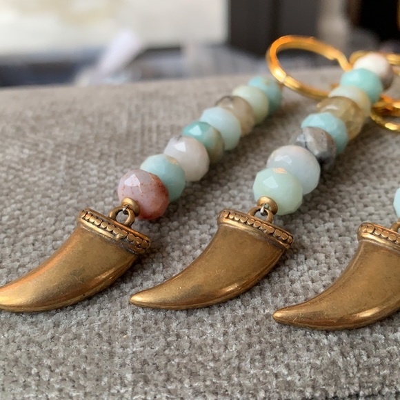 💕HP💕Amazonite beaded tusk handmade keychain - Picture 6 of 11